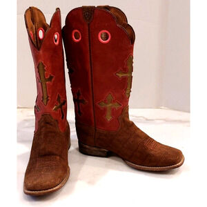 Girl Ariat 10014121 TALL BUCKAROO BRN SUEDE CROSS SQUARE TOE COWBOY‎ Boots 4.5 Y